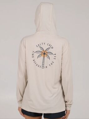 Salty Crew NEW Queen Palm Tech Hoody Small Oat Color